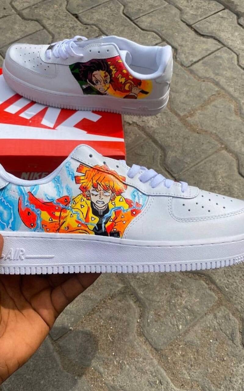 Tanjiro hinokami kagura x Zenitsu blue lightning custom Air Force 1