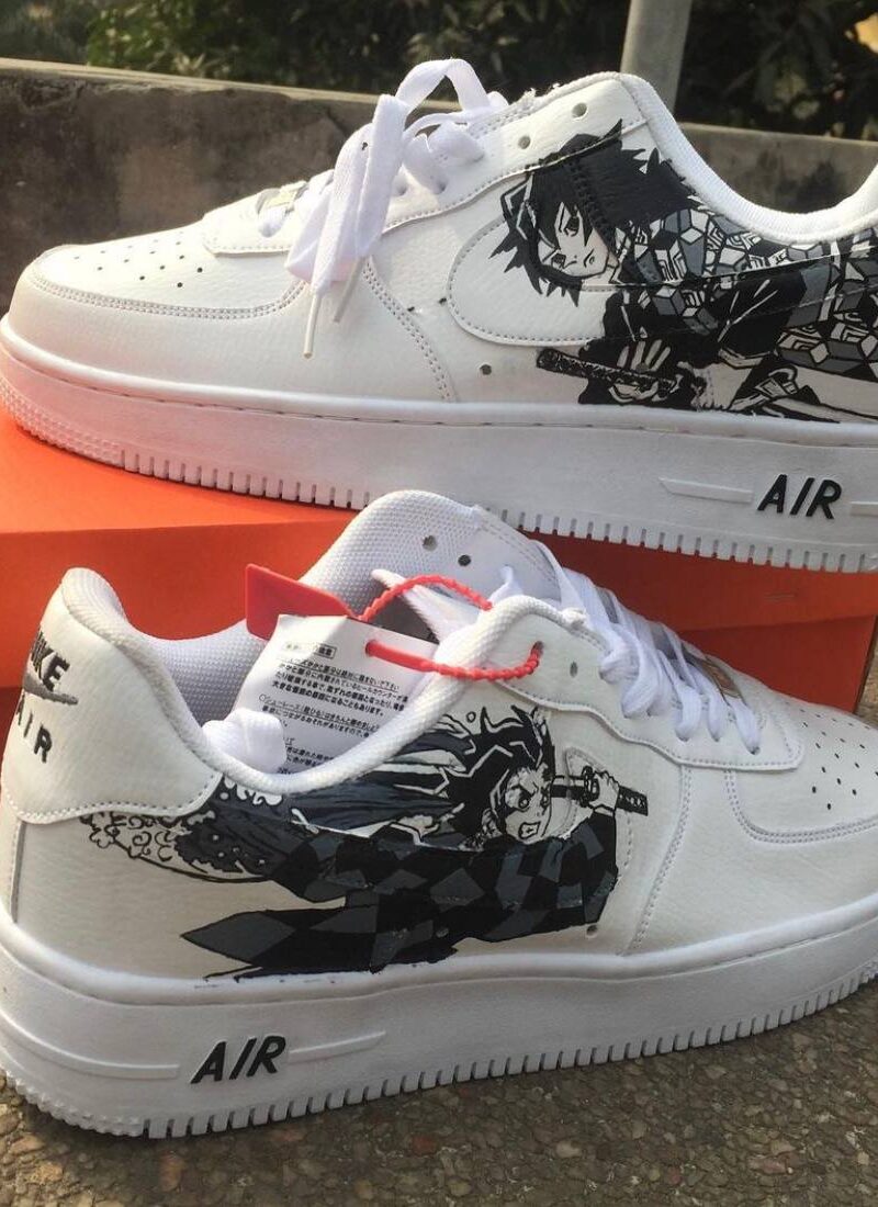 Giyu Tomioka  x  Tanjiro Kamado b/w custom Air Force 1