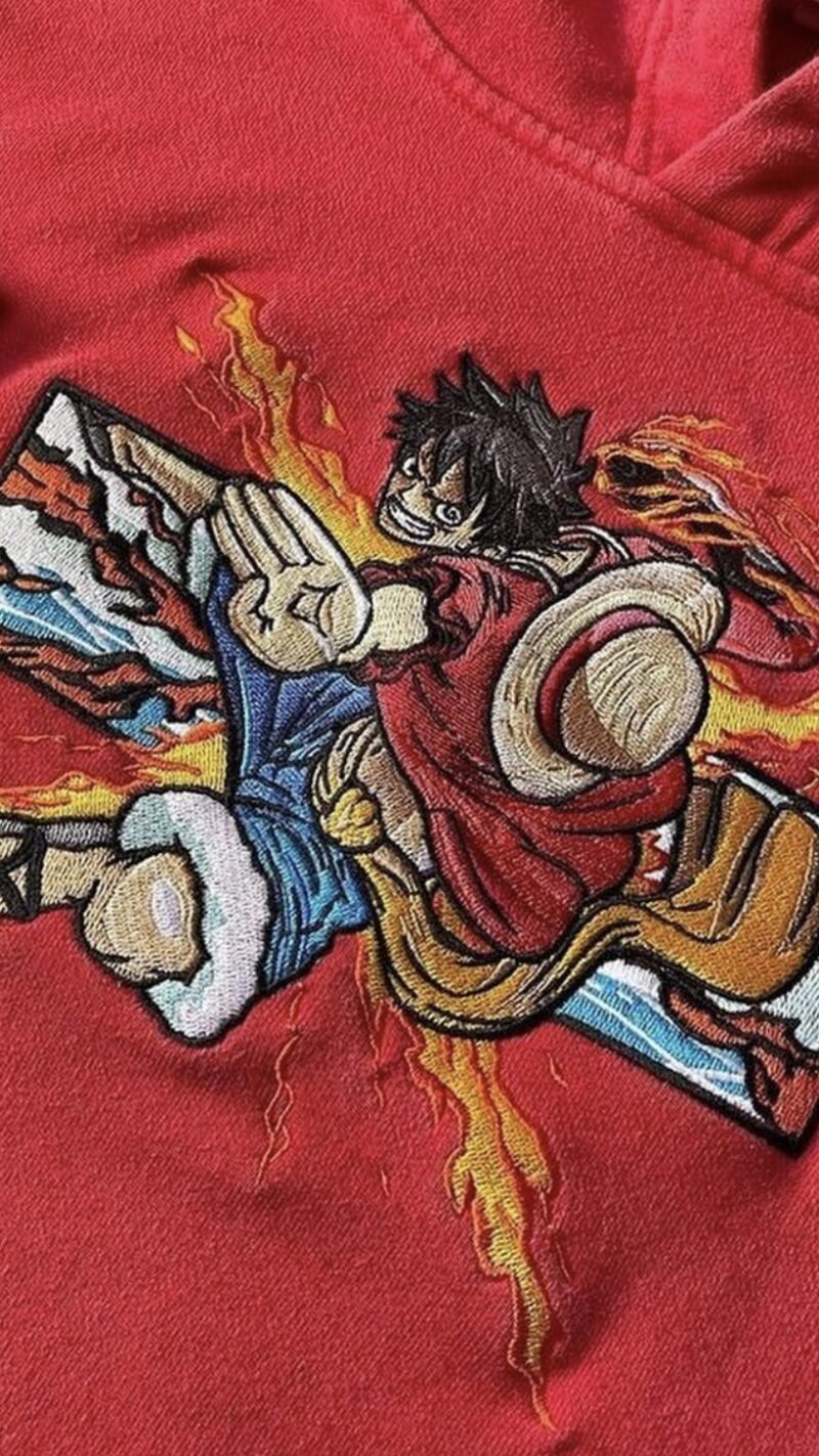 Luffy Red Hawk Embroidery Hoodie