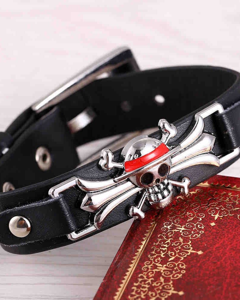 One piece black leather Bracelet