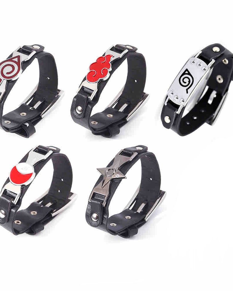 Naruto Black leather bracelets