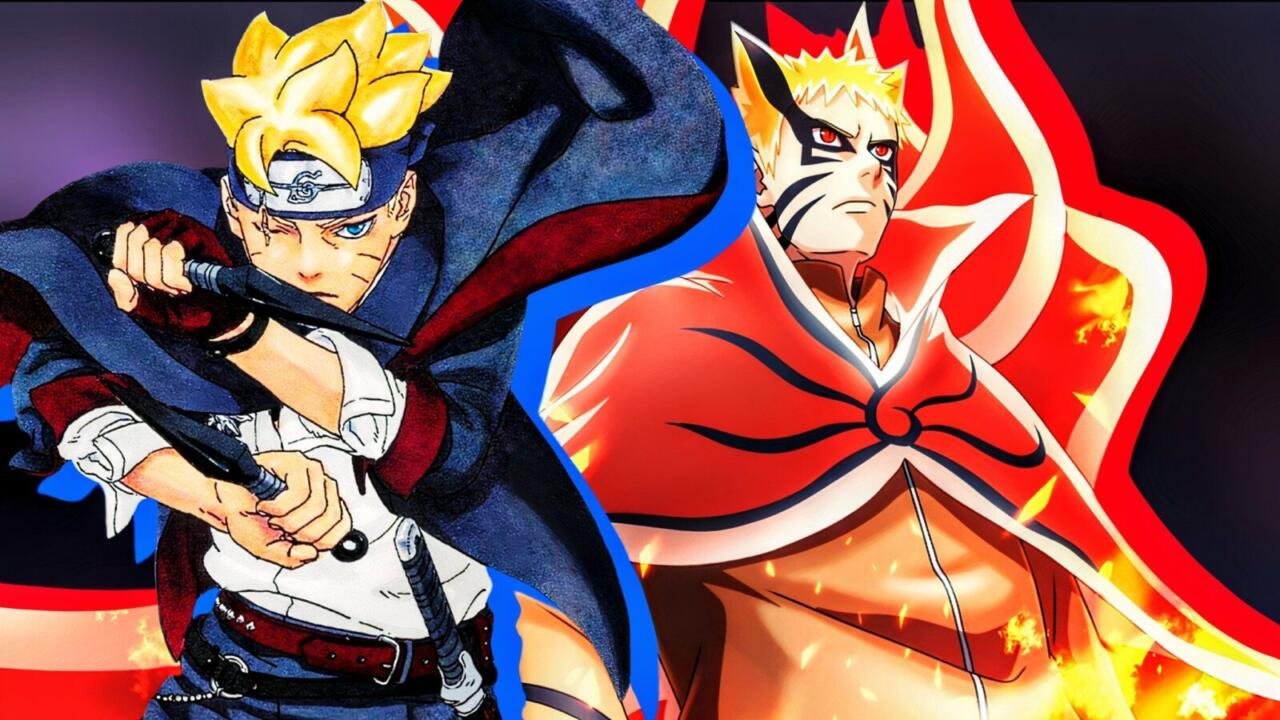 Boruto Uzumaki in Boruto: Two Blue Vortex alongside his father