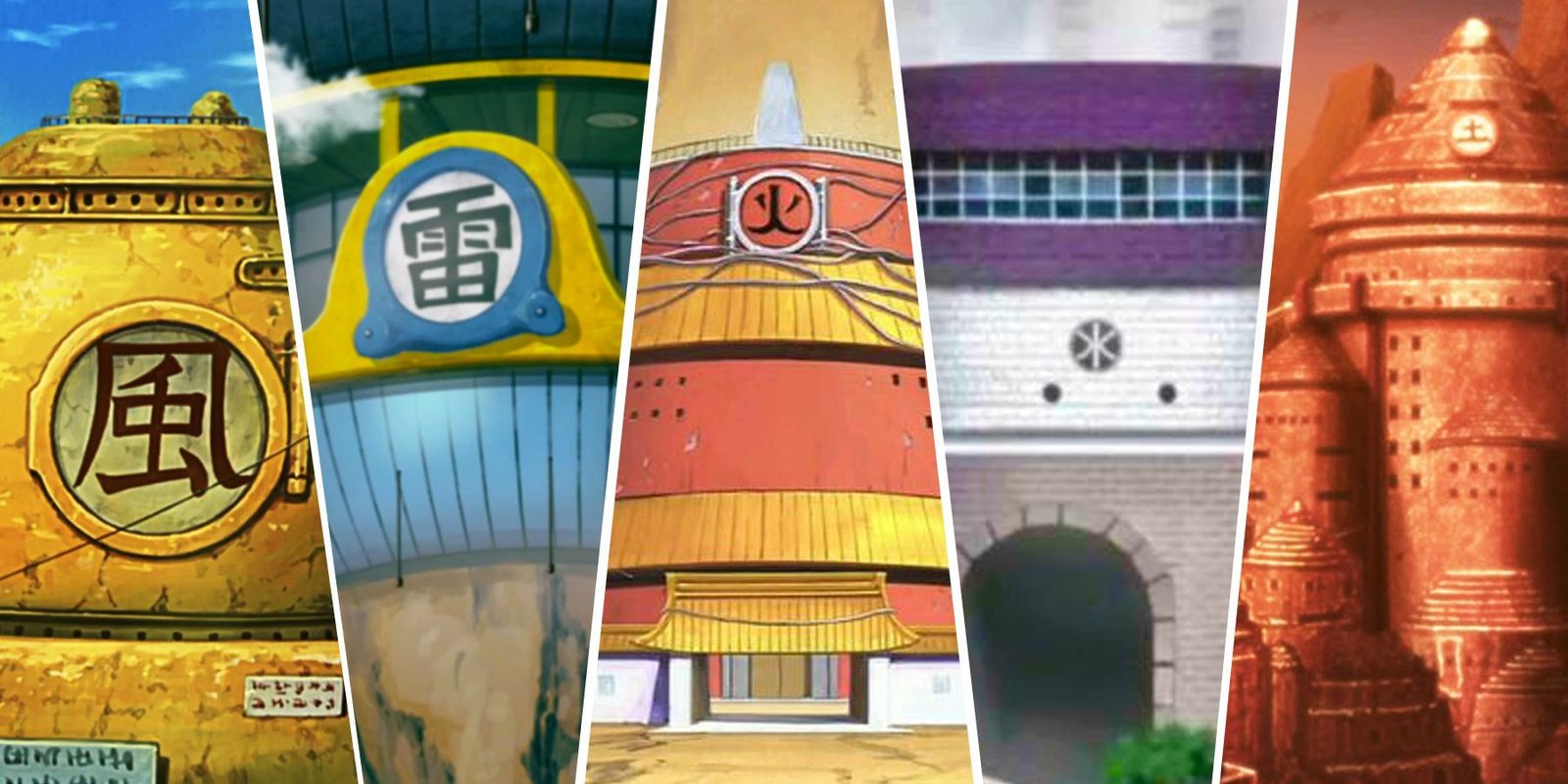 Symbols of the five great hidden villages in Naruto