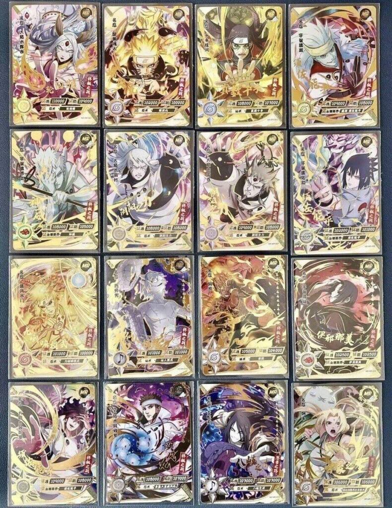Naruto trading cards from a collector's set